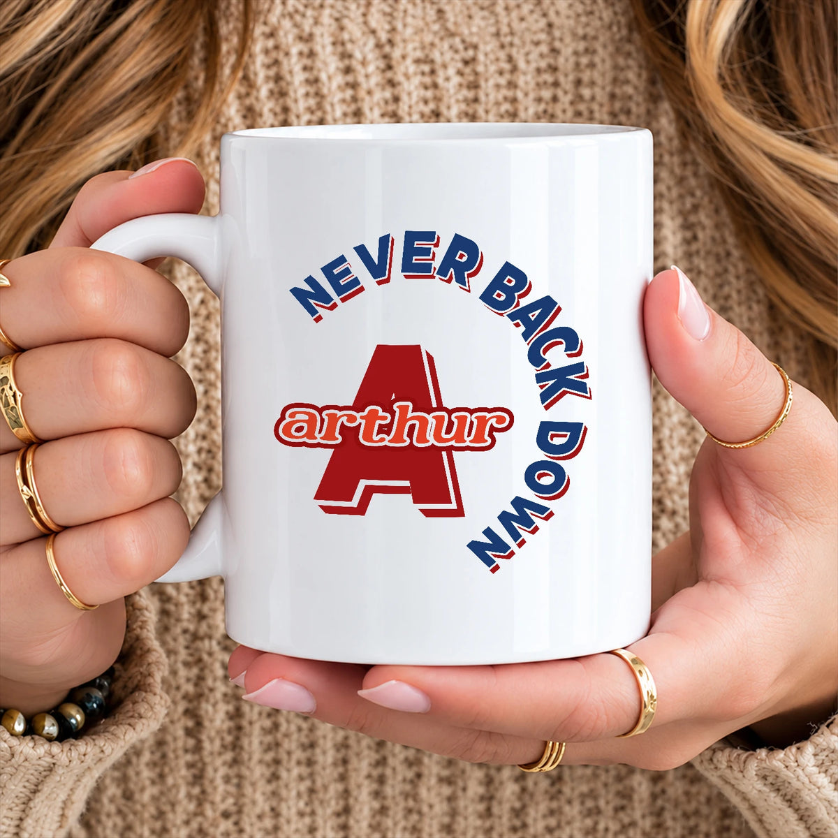 Never Back Down Log With Your Name Mug ARTHUR 13K1 MG25
