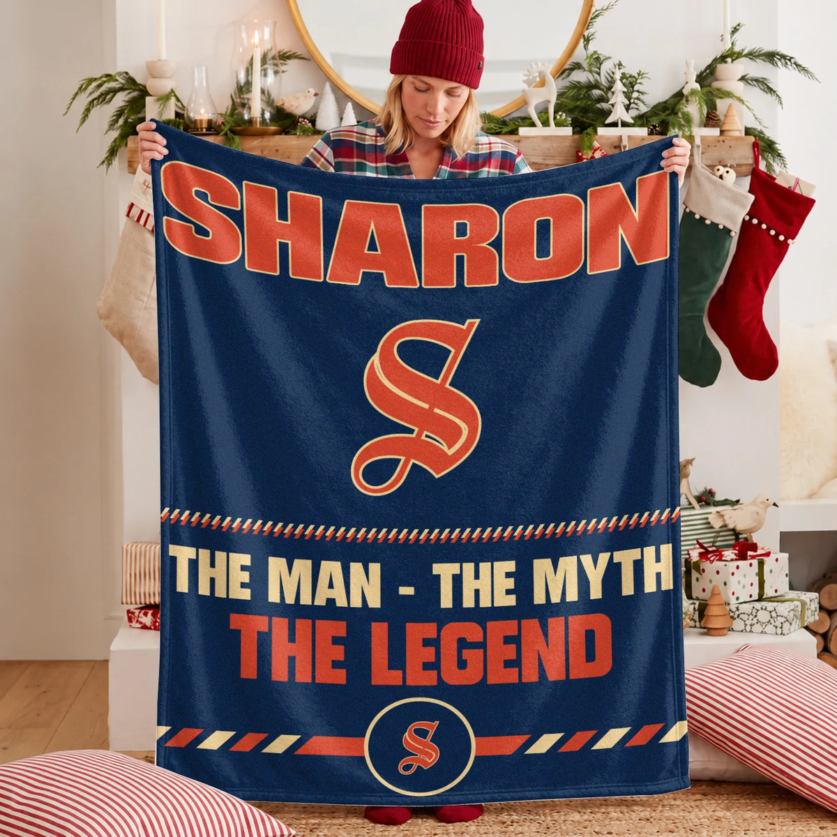 The Man The Myth The Legend Retro Fleece Blanket SHARON 13K1 BK53
