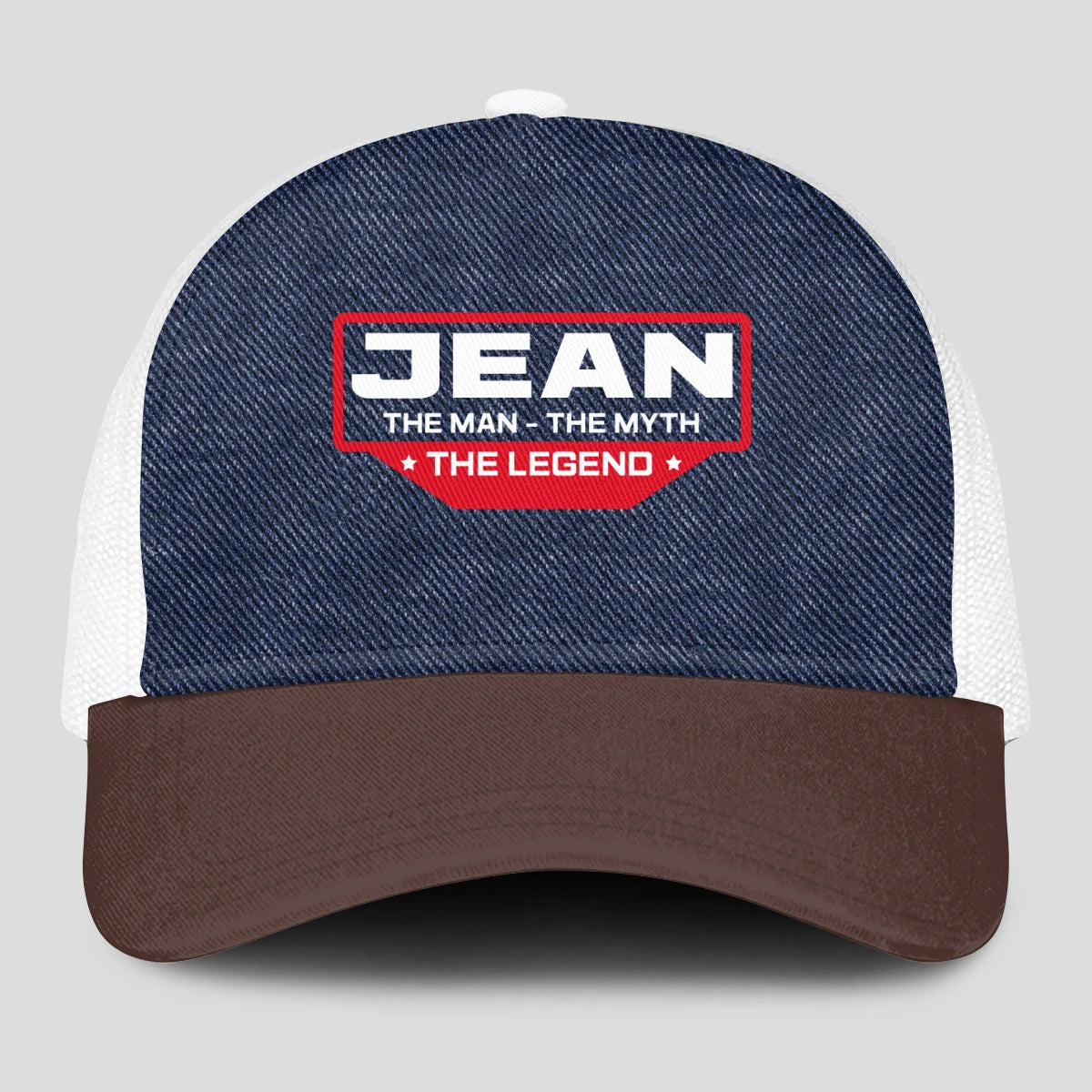 The Man The Myth The Legend Navy Brown And White Mesh Cap JEAN 13K1 C200PF