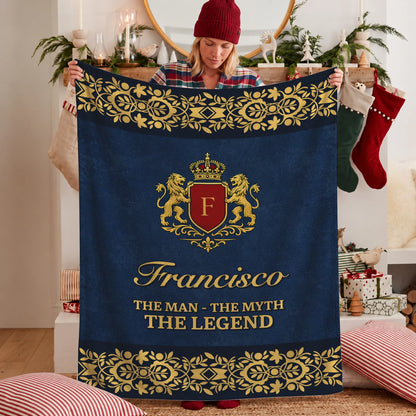 The Man The Myth The Legend Luxury Navy Fleece Blanket FRANCISCO 13K1 BK35
