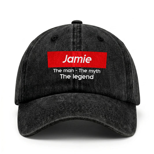 Your Name The Man The Myth The Legend Red Logo Washed Cap JAMIE 13K1 C130PF