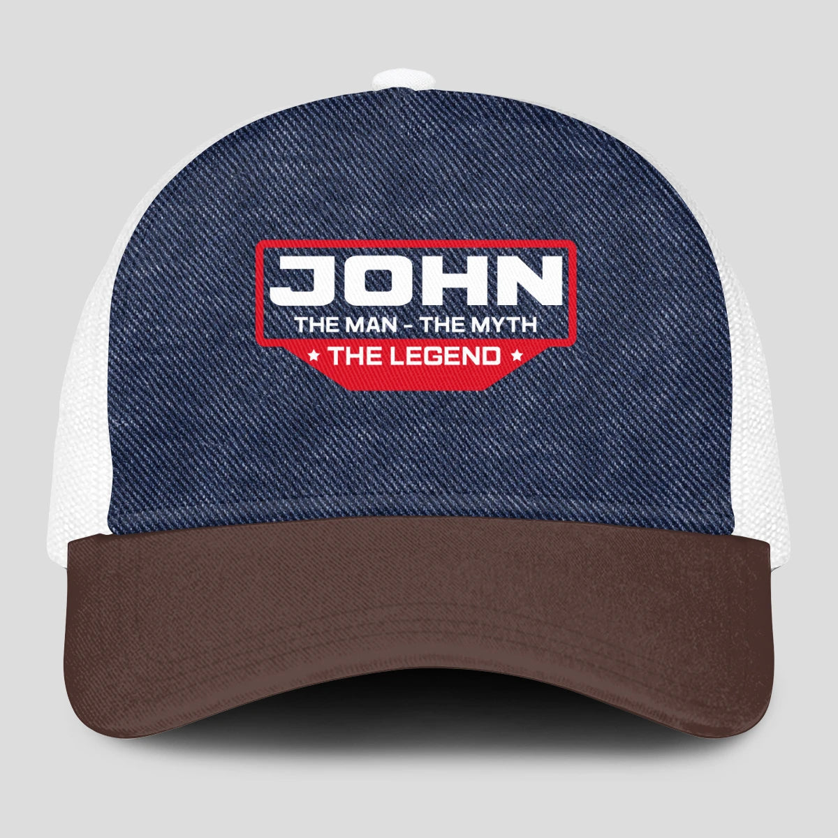 The Man The Myth The Legend Navy Brown And White Mesh Cap JOHN 13K1 C200PF