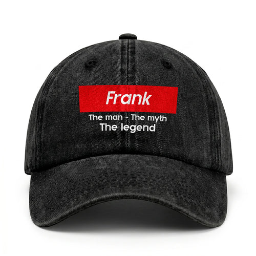 Your Name The Man The Myth The Legend Red Logo Washed Cap FRANK 13K1 C130PF