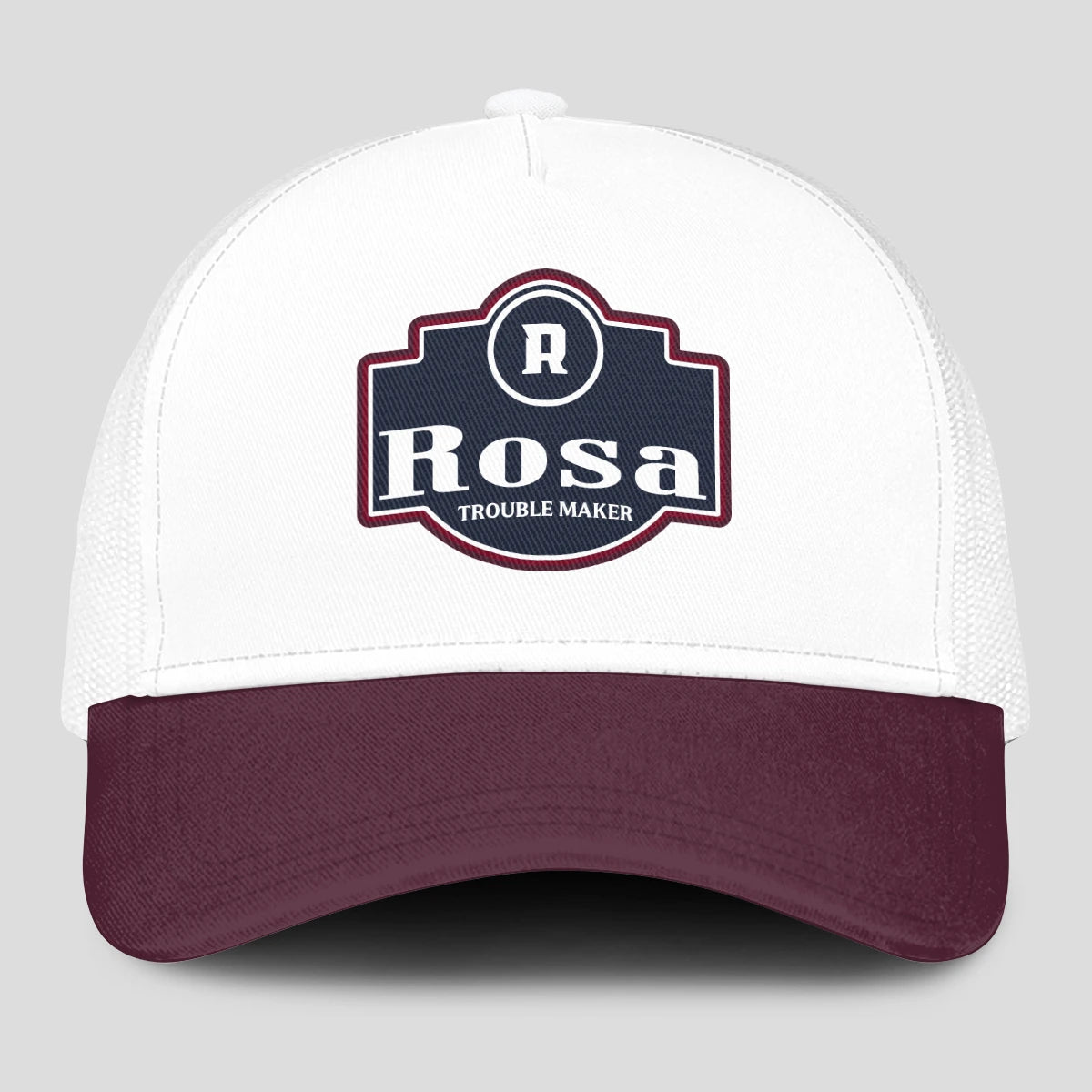 Trouble Maker Burgundy And White Funny Mesh Cap ROSA 13K1 C201PF