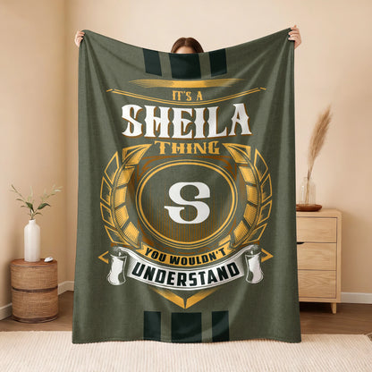 It's A Your Name Thing Olive Green Logo Fleece Blanket SHEILA 13K1 BK31