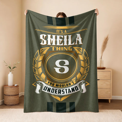 It's A Your Name Thing Olive Green Logo Fleece Blanket SHEILA 13K1 BK31