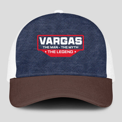 The Man The Myth The Legend Navy Brown And White Mesh Cap VARGAS 13K1 C200PF