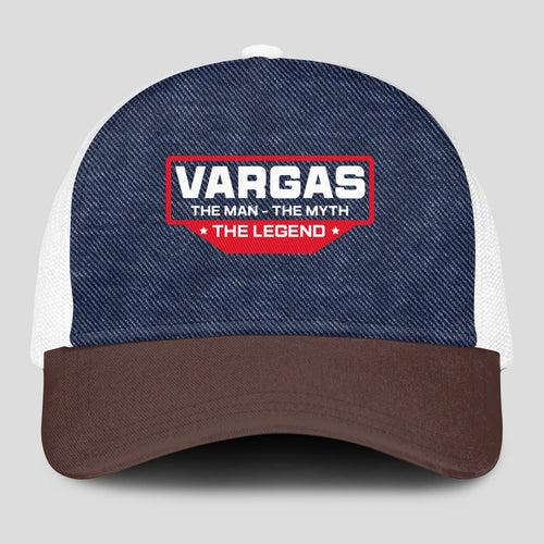 The Man The Myth The Legend Navy Brown And White Mesh Cap VARGAS 13K1 C200PF