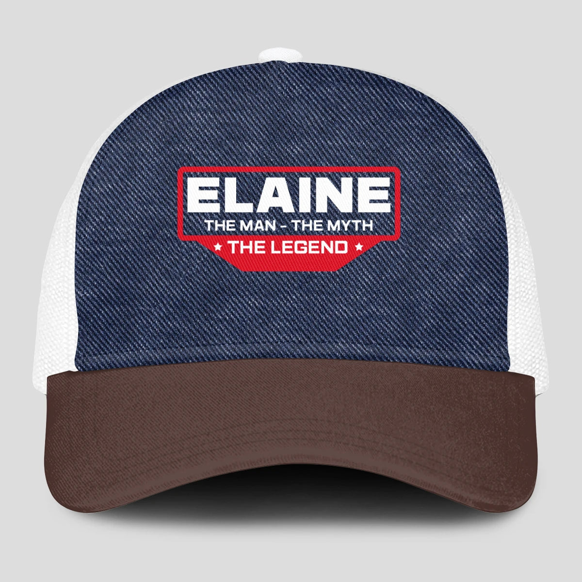 The Man The Myth The Legend Navy Brown And White Mesh Cap ELAINE 13K1 C200PF
