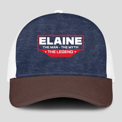 The Man The Myth The Legend Navy Brown And White Mesh Cap ELAINE 13K1 C200PF