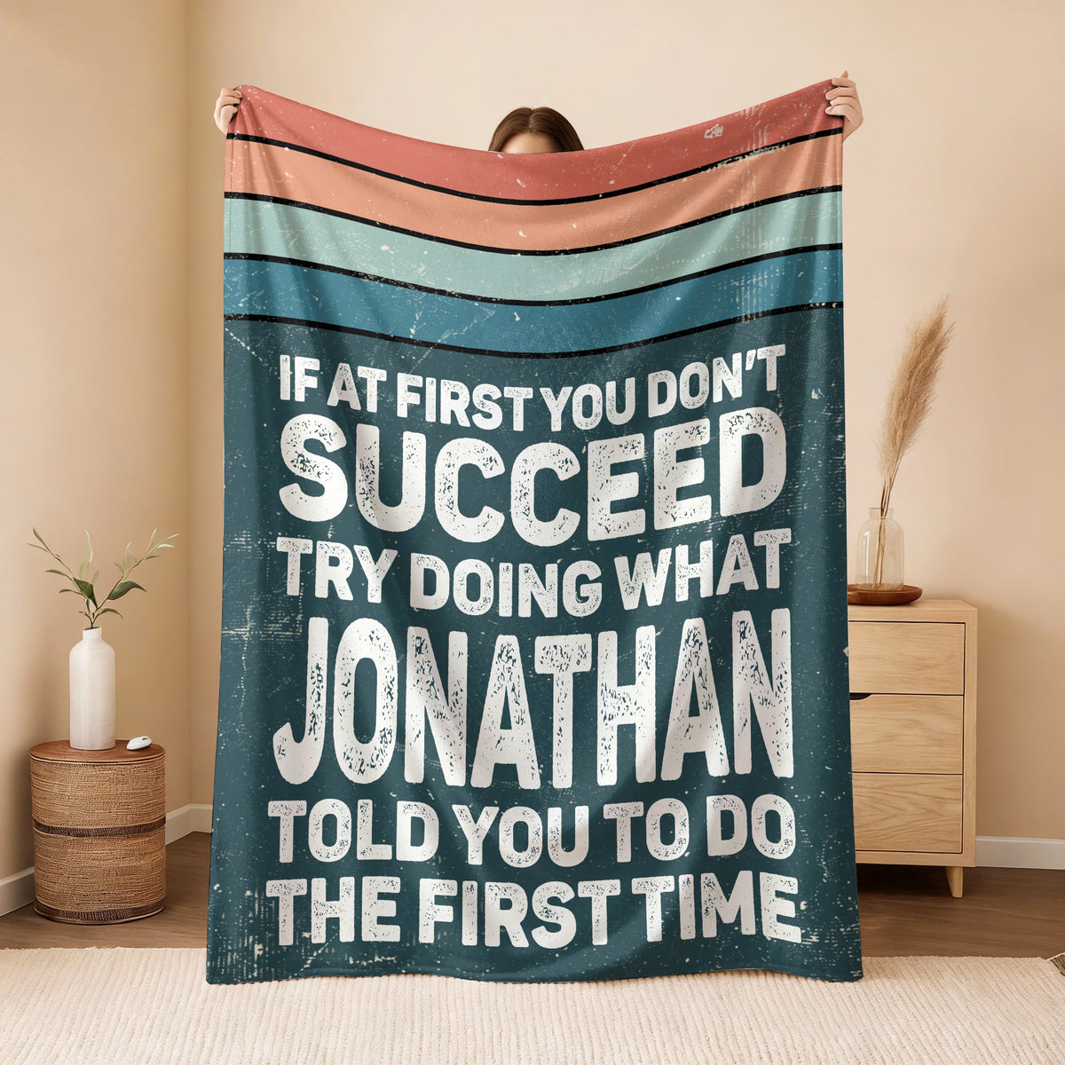 If At First You Don’t Succeed Retro Green Fleece Blanket JONATHAN 13K1 BK29