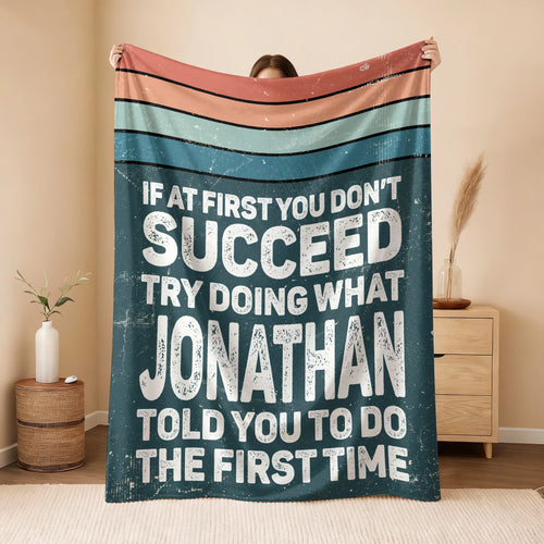 If At First You Don’t Succeed Retro Green Fleece Blanket JONATHAN 13K1 BK29