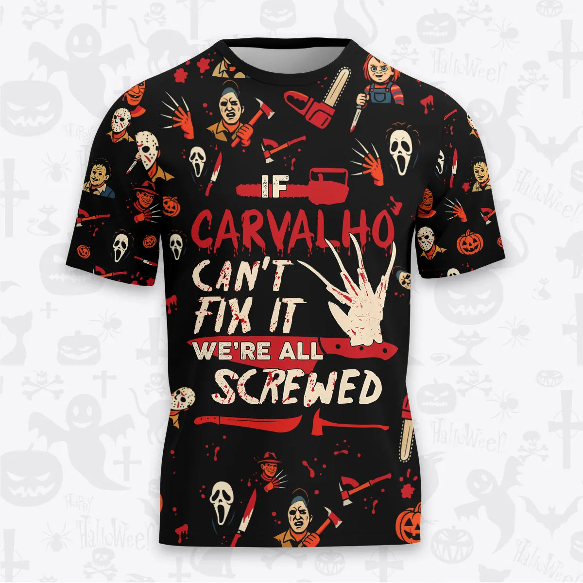CARVALHO Horror Halloween Pajama Set Scary T-Shirt & Pants Sleepwear Costume 13K1-HL1