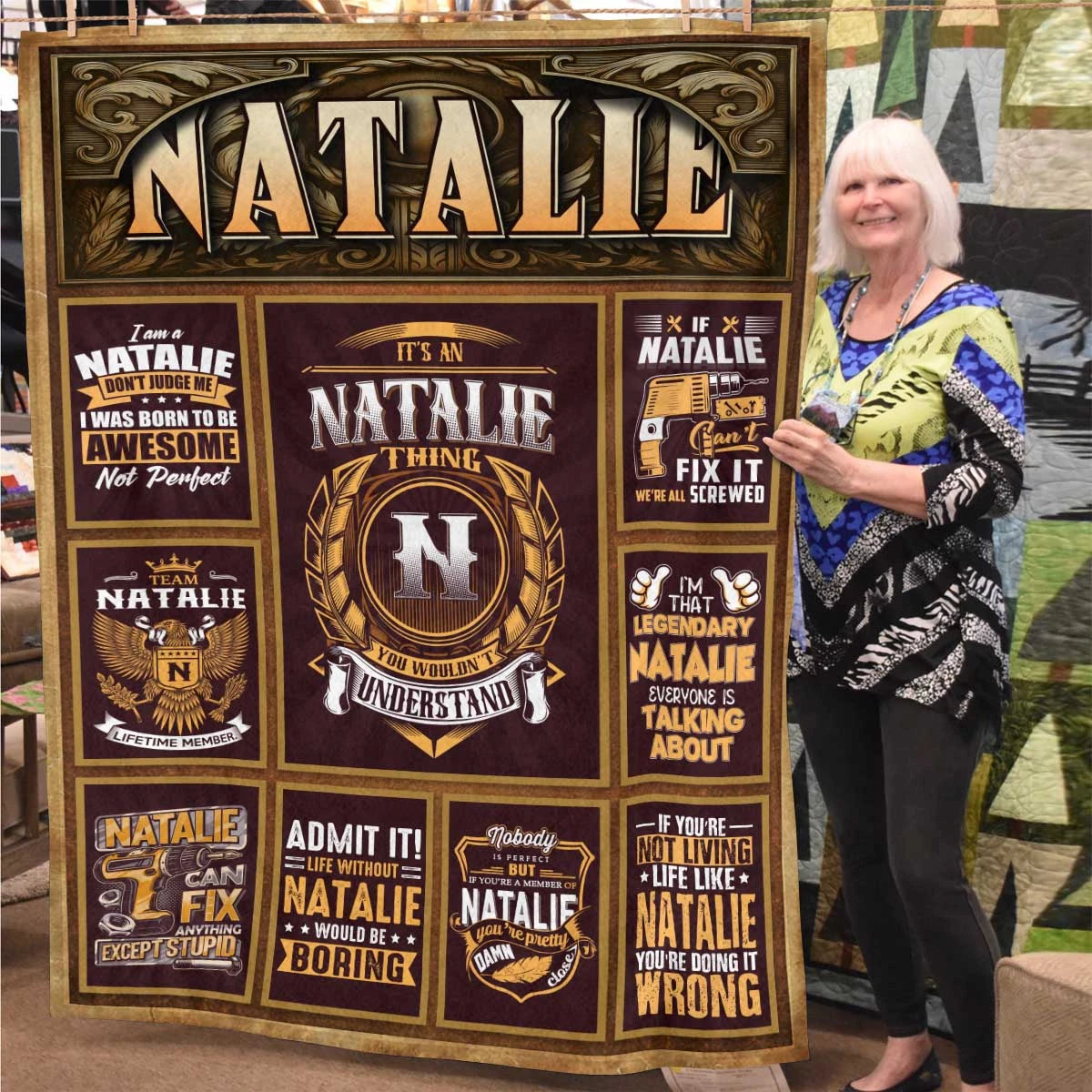 NATALIE Personalized Blanket | Custom Name Cozy Throw Gift 13K1-BK4