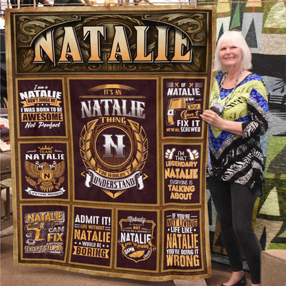 NATALIE Personalized Blanket | Custom Name Cozy Throw Gift 13K1-BK4