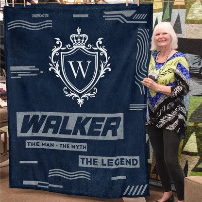 The Man The Myth The Legend Blue & Gray Fleece Blanket  WALKER 13K1 BK08