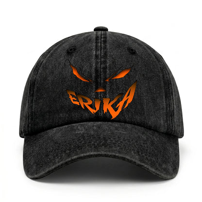 Your Name Jack O' Lantern Halloween Washed Cap ERIKA 13K1 C100PF