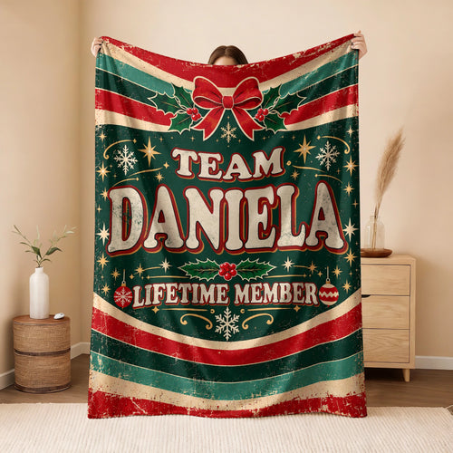 Team Your Name Lifetime Member Christmas Fleece Blanket DANIELA 13K1 BK52