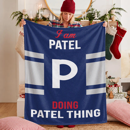 I'm Name Doing Name Things Navy Fleece Blanket PATEL 13K1 BK51