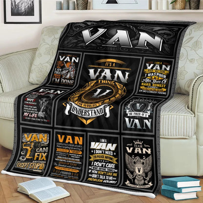 VAN Personalized Blanket | Custom Name Cozy Throw Gift 13K1-BK2