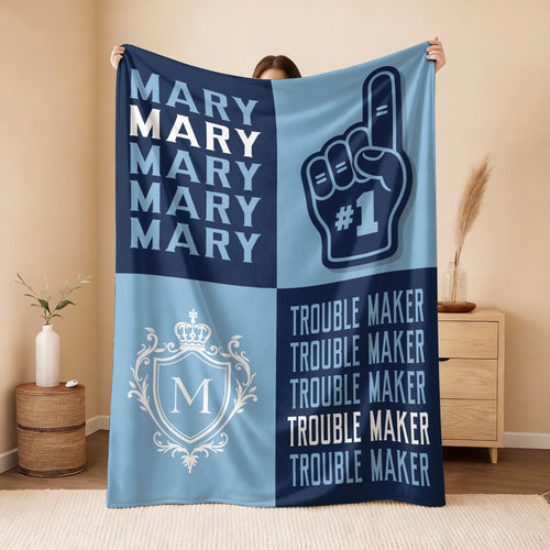 Trouble Maker Funny Blue Fleece Blanket MARY 13K1 BK21
