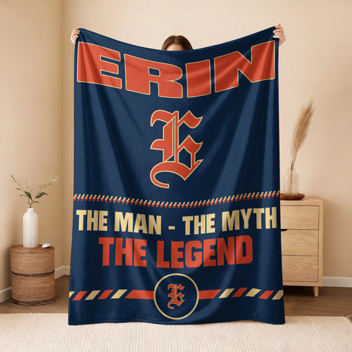 The Man The Myth The Legend Retro Fleece Blanket ERIN 13K1 BK53