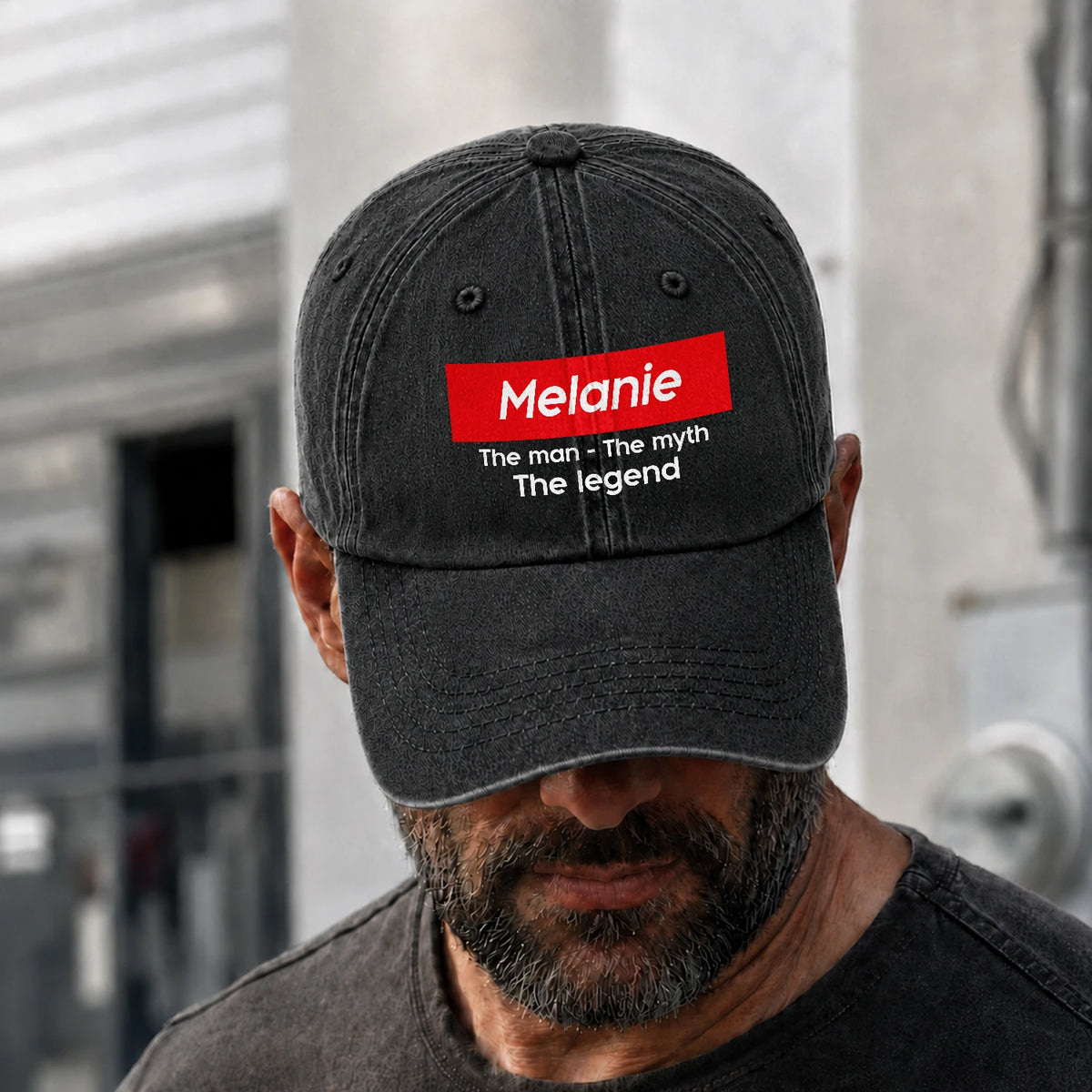 Your Name The Man The Myth The Legend Red Logo Washed Cap MELANIE 13K1 C130PF