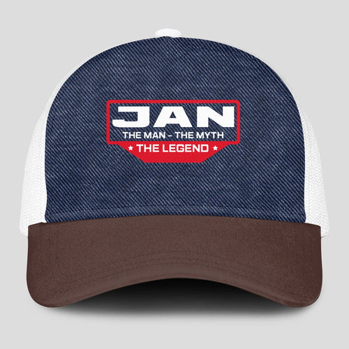 The Man The Myth The Legend Navy Brown And White Mesh Cap JAN 13K1 C200PF