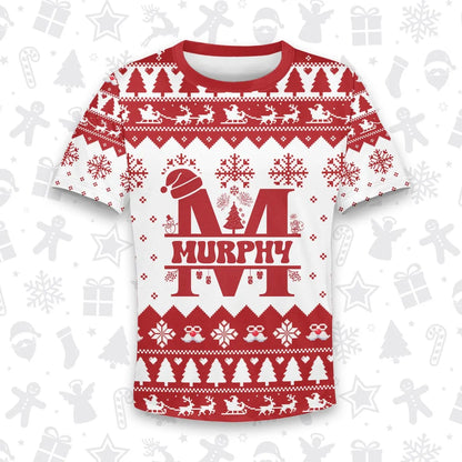 MURPHY Personalized Christmas T-Shirt Pajama Set - Holiday Gift Outfit 13K1-CR2