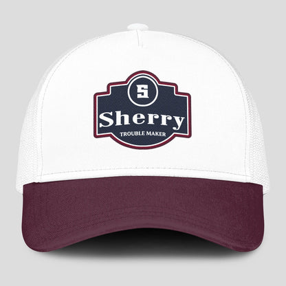 Trouble Maker Burgundy And White Funny Mesh Cap SHERRY 13K1 C201PF
