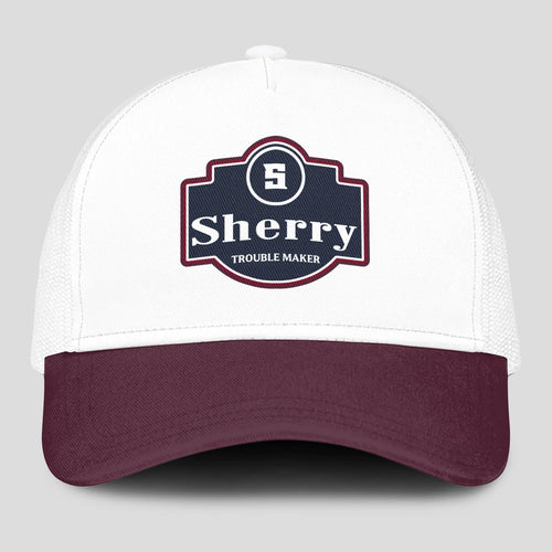 Trouble Maker Burgundy And White Funny Mesh Cap SHERRY 13K1 C201PF