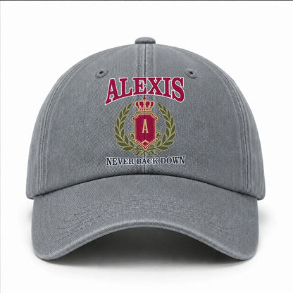 Your Name Never Back Down Royal Washed Cap ALEXIS 13K1 C77PF