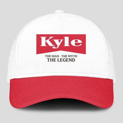 The Man The Myth The Legend Red And White Mesh Cap KYLE 13K1 C197PF