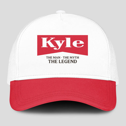 The Man The Myth The Legend Red And White Mesh Cap KYLE 13K1 C197PF