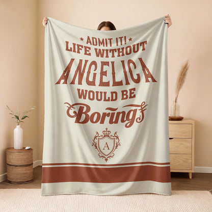 Life Without Your Name Would Be Boring Cream Terracotta Blanket ANGELICA 13K1 BK24