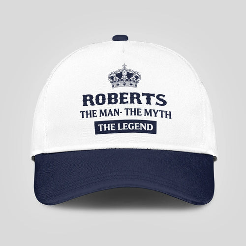 The Man The Myth The Legend King Crown Blue And White Cap ROBERTS 13K1 C147PF