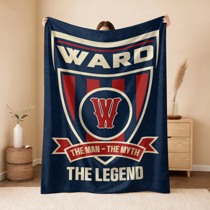 The Man The Myth The Legend Blue Burgundy Baseball Blanket WARD 13K1 BK18