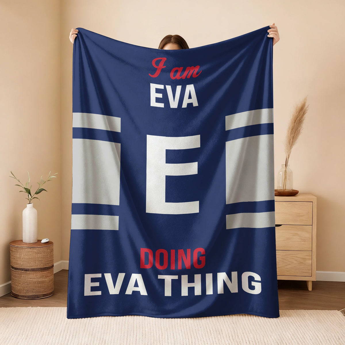 I'm Name Doing Name Things Navy Fleece Blanket EVA 13K1 BK51