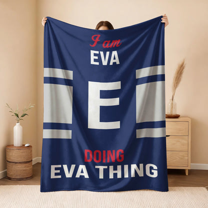 I'm Name Doing Name Things Navy Fleece Blanket EVA 13K1 BK51