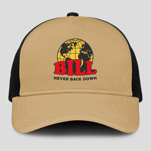Never Back Down World Logo Khaki Mesh Cap BILL 13K1 C212PF