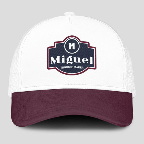 Trouble Maker Burgundy And White Funny Mesh Cap MIGUEL 13K1 C201PF
