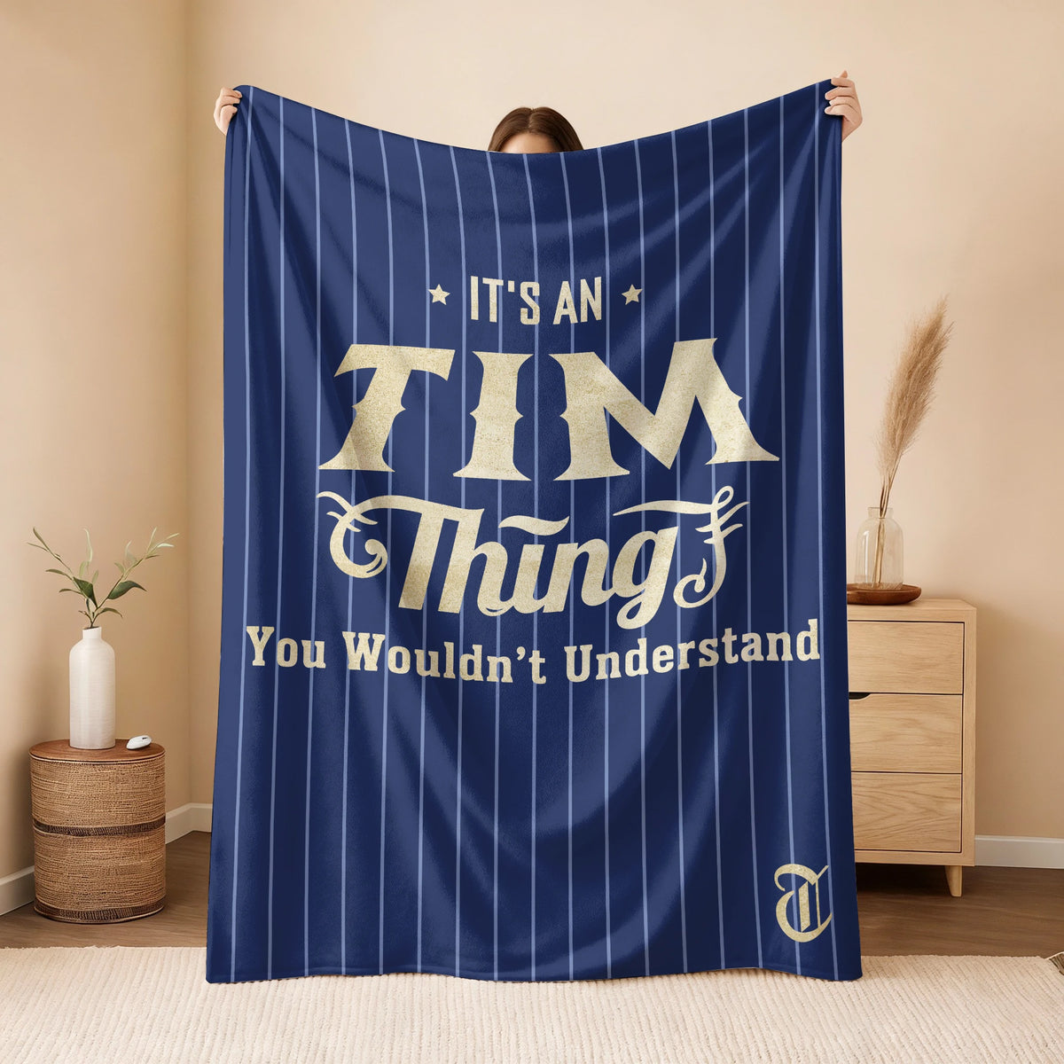 Your Name Thing Striped Blue Fleece Blanket TIM 13K1 BK23