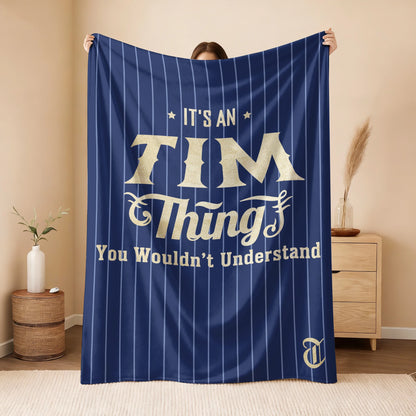 Your Name Thing Striped Blue Fleece Blanket TIM 13K1 BK23