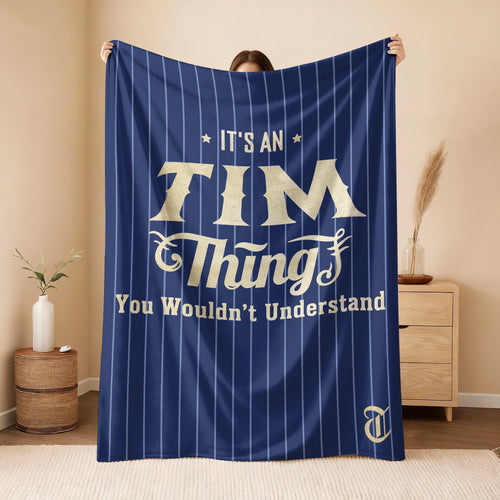 Your Name Thing Striped Blue Fleece Blanket TIM 13K1 BK23