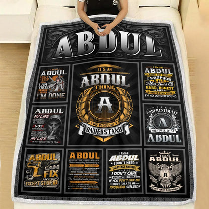 ABDUL Personalized Blanket | Custom Name Cozy Throw Gift 13K2-BK2