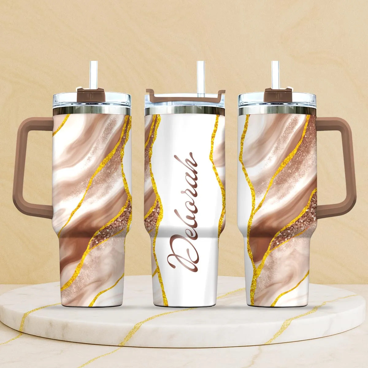 DEBORAH 40oz Personalized Tumbler Cup with Straw | Custom Stainless Steel Mug 13K1-TB1