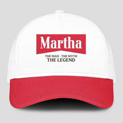 The Man The Myth The Legend Red And White Mesh Cap MARTHA 13K1 C197PF