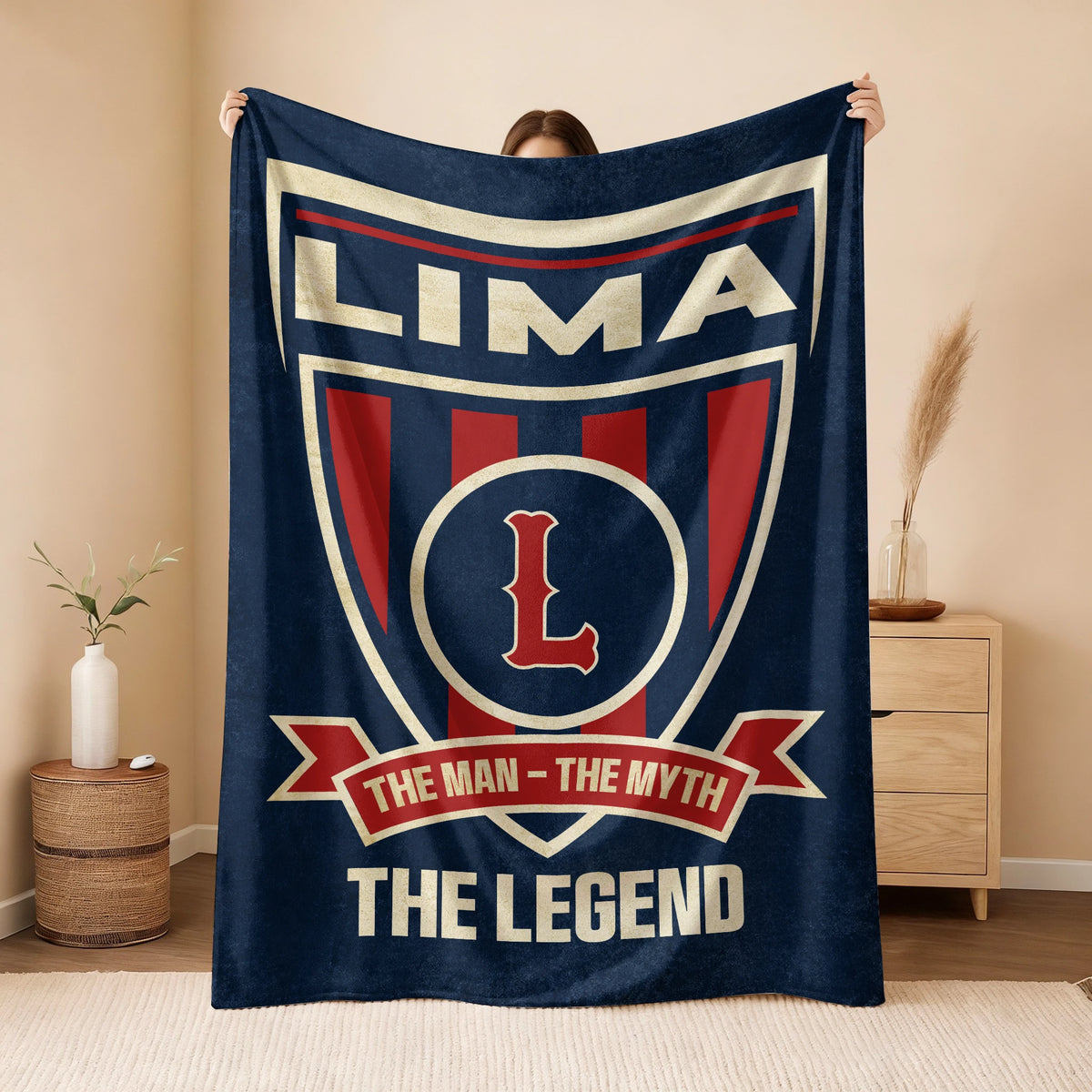 The Man The Myth The Legend Blue Burgundy Baseball Blanket LIMA 13K1 BK18