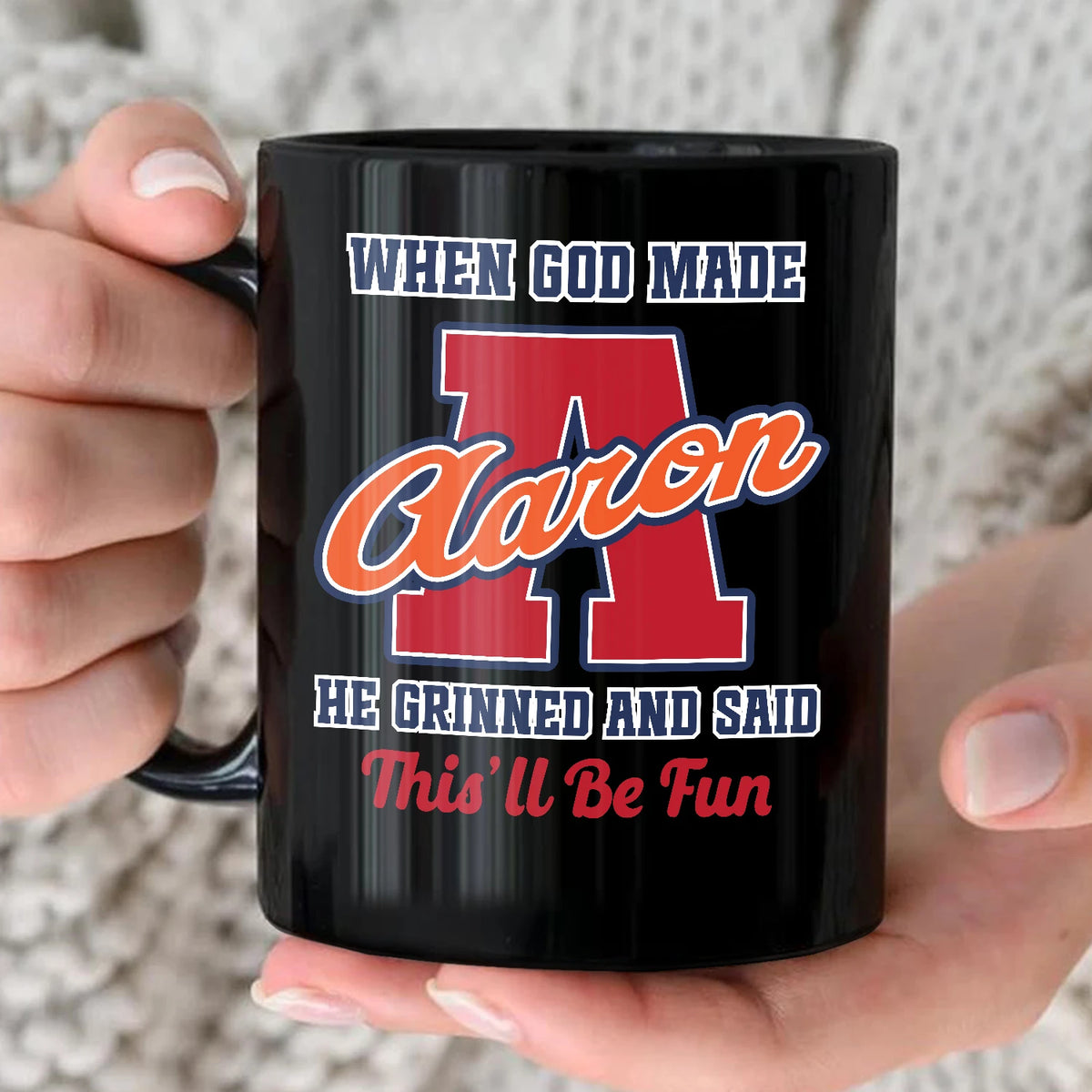 When God Made Your Name Personalized Baseball Mug AARON 13K1 MG07