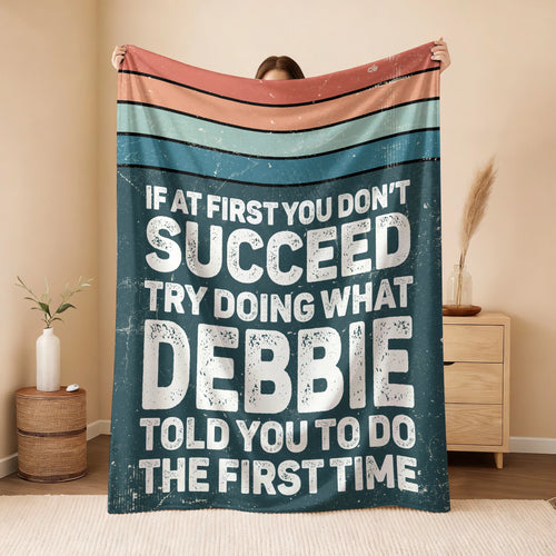 If At First You Don’t Succeed Retro Green Fleece Blanket DEBBIE 13K1 BK29